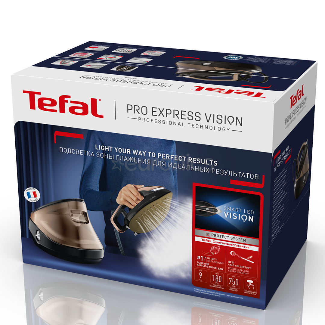 Tefal Pro Express Vision, 3000 W, melna/zelta - Gludināšanas sistēma