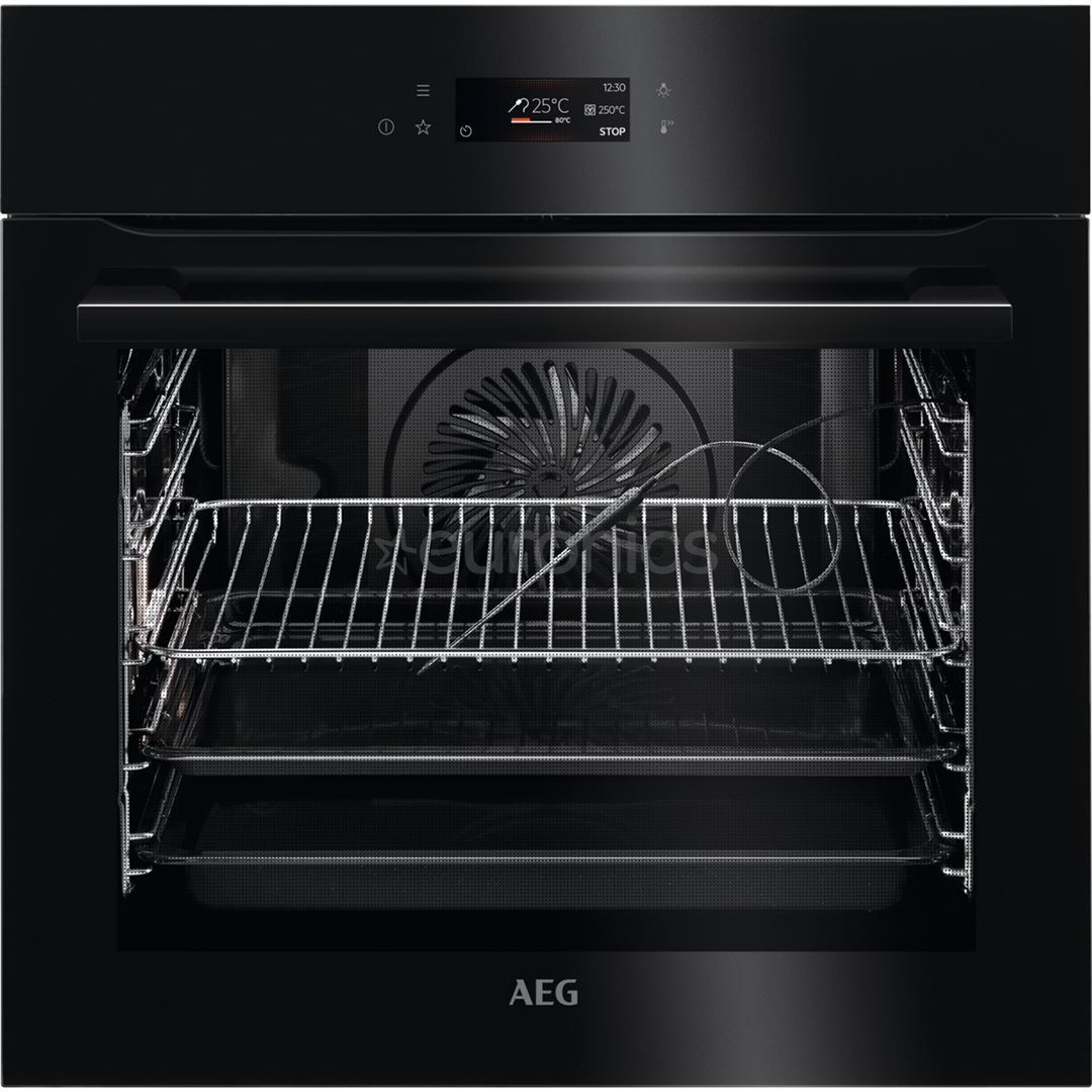 AEG AssistedCooking 8000, 71 L, pirolītiskā tīrīšana, melna - Iebūvējama elektriskā cepeškrāsns