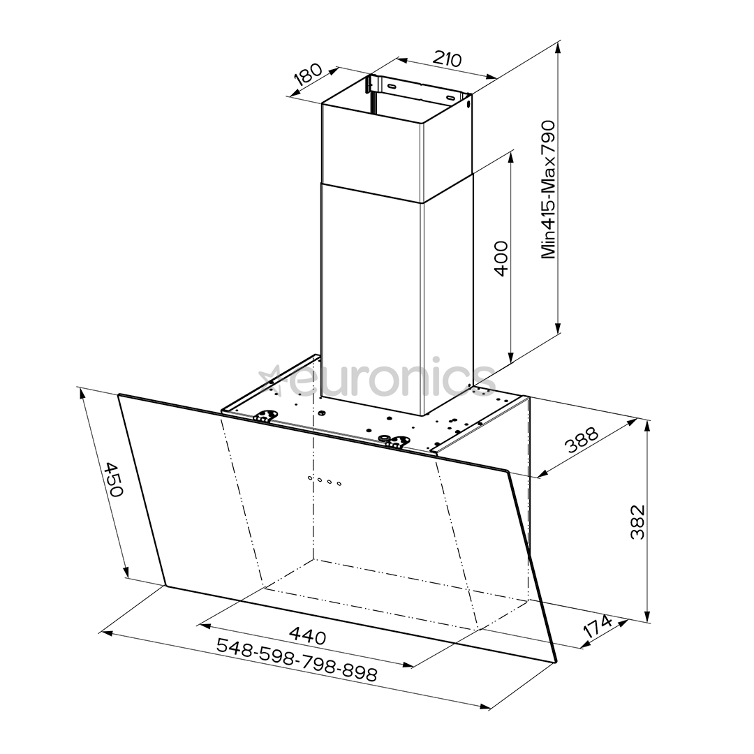 Faber TWEET EV8 LED WH A55, 710 m³/h, white - Cooker hood