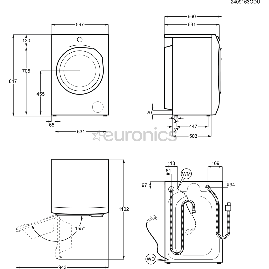Electrolux 800 UltraCare AutoDose, 10 kg, depth 63.6 cm, 1400 rpm - Front load washing machine